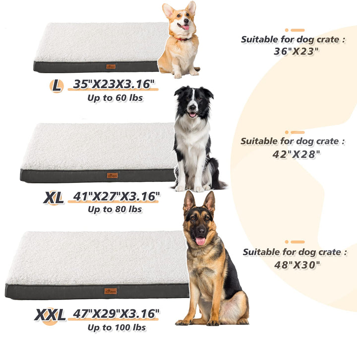 Memory Foam Dog Bed, Dog Mat for Medium Large Dogs, Orthopedic Egg Crate Pet Bed Mattress with Removable Washable and Wear Resistant Cover and Nonskid Bottom