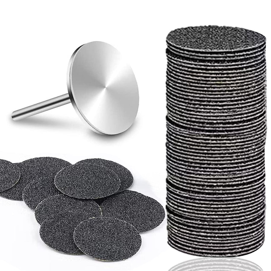 100pcs Foot File Sandpaper Disc with 1 Metal Shaft Replaceable Sanding Pads for Electric Foot Rasp Files Callus Cuticle Hard Dead Skin Removal Pedicure Tools,HJ-NF037 (180 Grit)