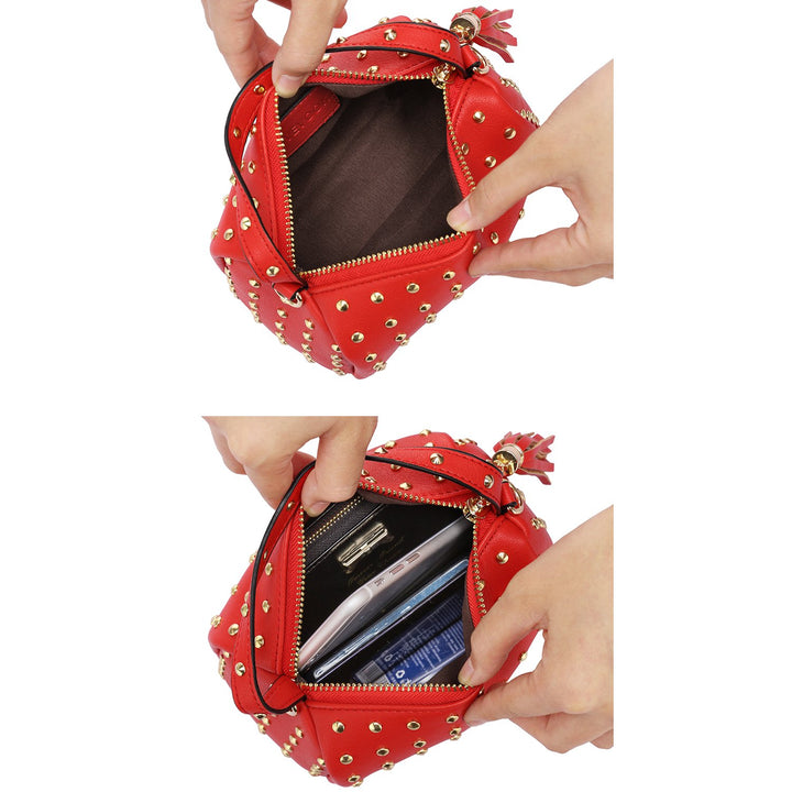 Shoulder Bag Small Side Purse Mini Clutch with Bling Rivets