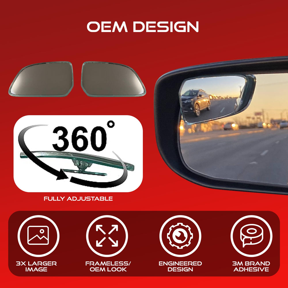 Convex Blind Spot Mirrors 2 Pack - OEM Car Side Mirror Blindspot Eliminator Automotive Exterior Accessories - Adjustable Blind Spot Mirror - Universal Fit