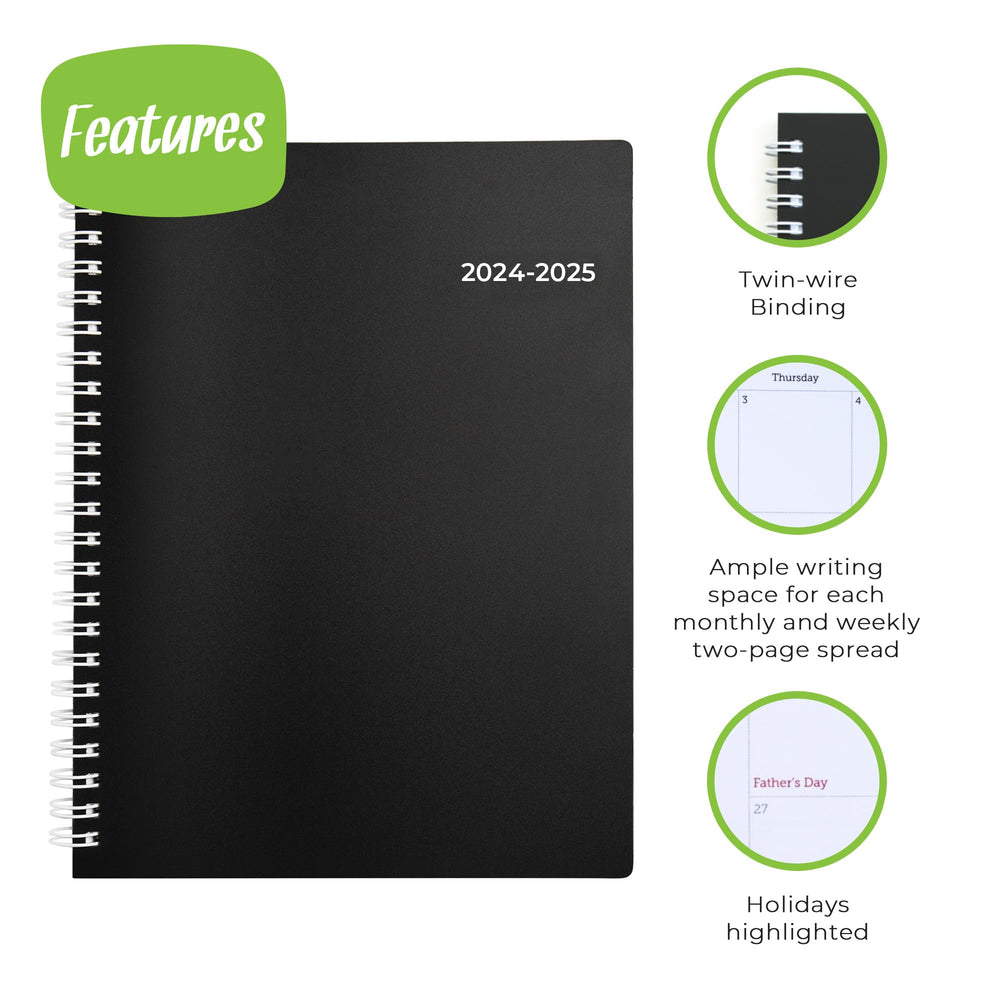 Planner 2024-2025 Academic Year - Weekly & Monthly Planner, Jul 2024 - Dec 2025, Flexible Cover, Notes Pages, Twin-Wire Binding Weekly Planner (8 x 6-Inches)