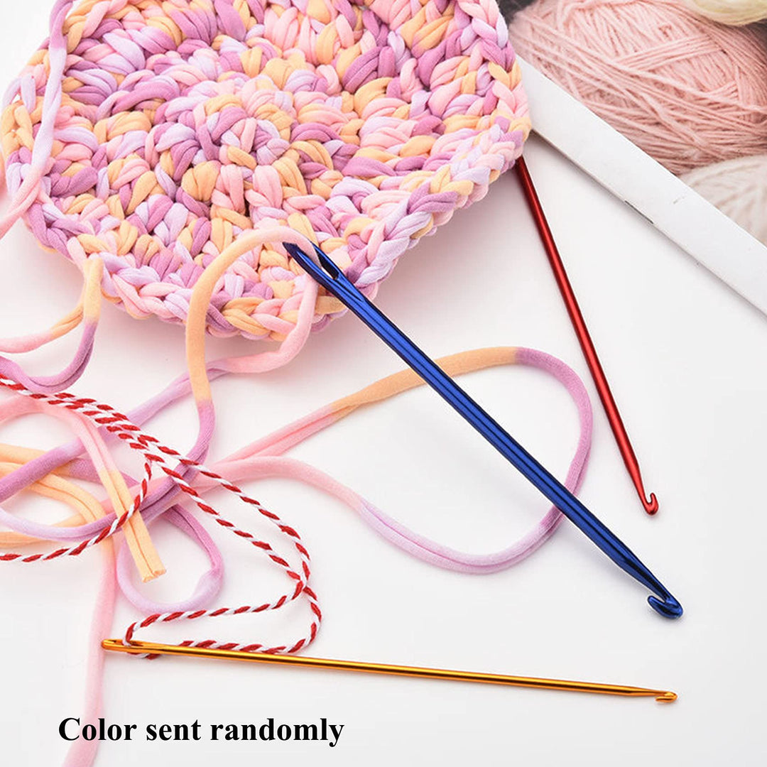 Aluminum Crochet Hook Needle Set with Mini Crochet Hooks Keychain, Tunisian Afghan Yarn Crochet Hook Knitting Needles with Eye Holes Tool for Travel DIY Crafts Yarn Hand Darning Weaving Sewing