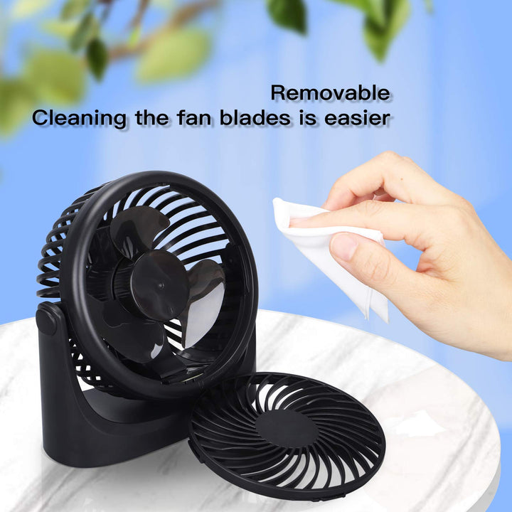 Battery Operated Fan, Small Table Fan with Strong Airflow Quiet Operation Portable Fan Speed Adjustable Head Mini Personal Fan for Home Office Bedroom Table and Desktop