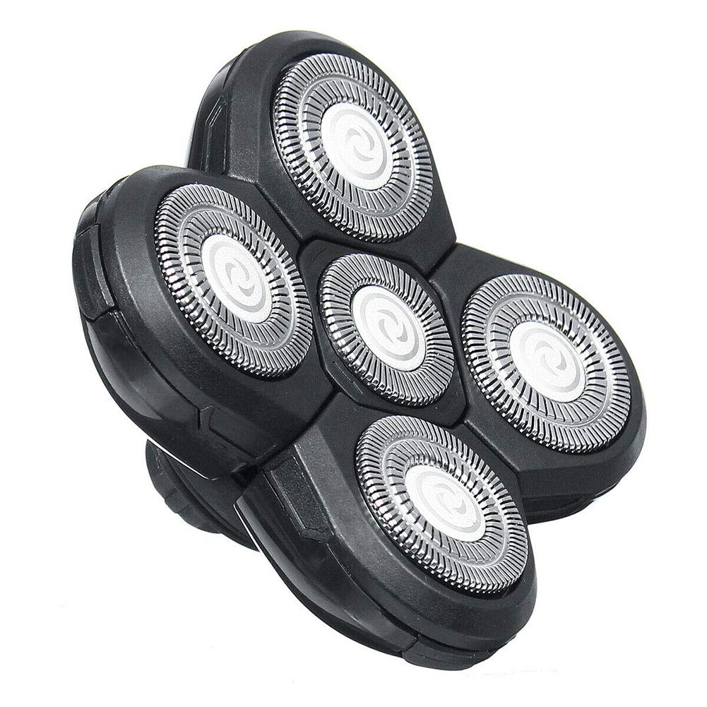 Shaver Blade Heads, Universal 5 Heads Replacement Razor Blade Heads, Electric Razor Rotary 4D Cutter Head,Fit for All 5 Head Razors (Black)