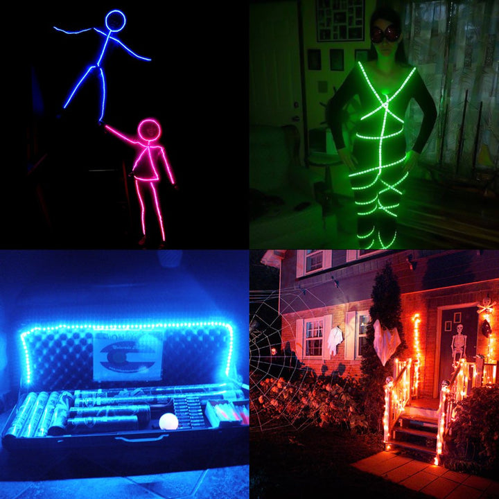 Led Strip Lights Battery Powered RGB Led Lights Strip with Mini Controller Waterproof Led Strip Rope Lights Battery Led Lights Multi Color Changing Lights 2M 6.56ft