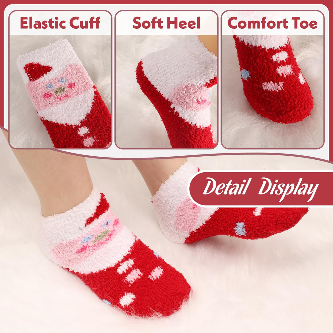 Christmas Fuzzy Socks for Kids Plush Cartoon Non Slip Fluffy Cozy Slipper Winter Warm Fleece Socks Pack of 6 (Mix 1, US Footwear Size System, Big Kid, Age Range, Medium, 2 Years, 5 Years)