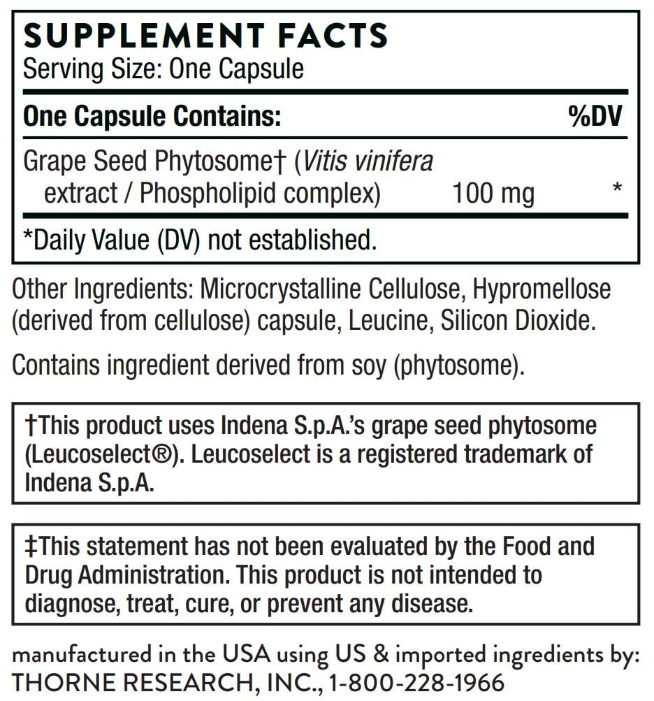Grape Seed Extract (Formerly O.P.C.-100) - Grape Seed Phytosome for Antioxidant Support* - 60 Capsules