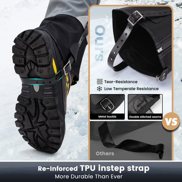 Gaiters for Hiking Waterproof, Leg Gaiters with Upgraded Zipper Design, Lightweight Shoe Gaiters for Men Women, Dirt-Proof Ripstop Hiking Gaiters, Breathable Boot Gators for Hunting