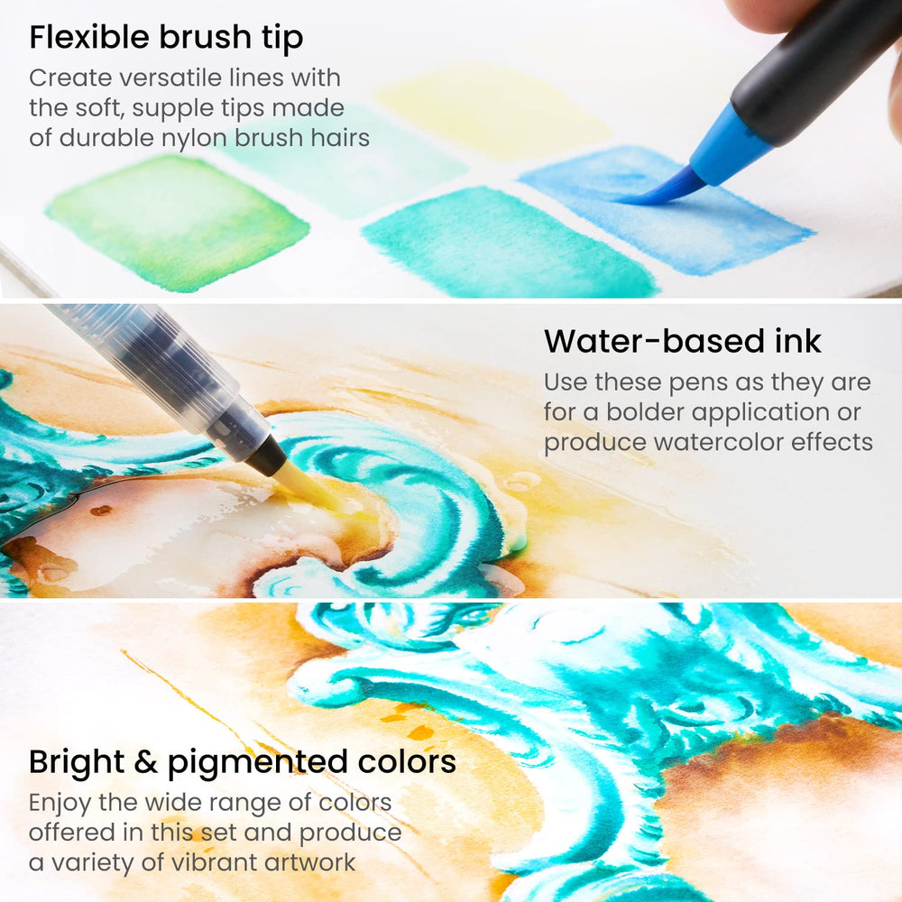 Real Brush Pens, 48 Watercolor Pens, Drawing Markers with Flexible Brush Tips, Watercolor Markers for Artists, and Beginners