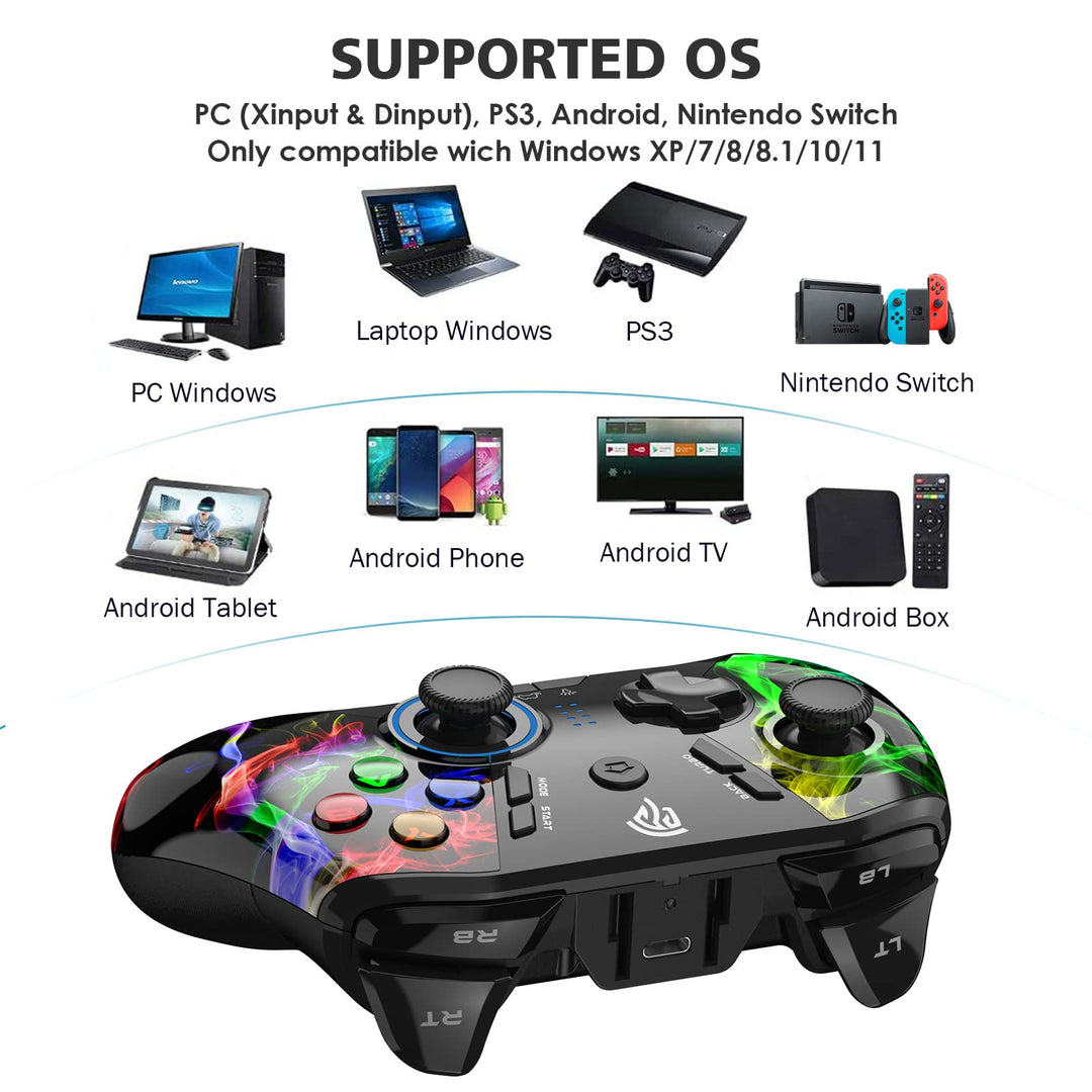 Wireless Game Joystick Controller, 2.4G Wireless Gamepad Joystick PC, Dual Vibration, 14 Hours of Playing for PC/PS3/TV Box/Nintendo Switch (Black)