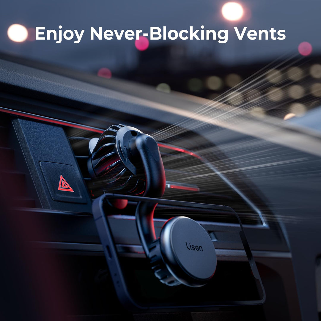 Magnetic Phone Holder for Car Mount Adjustable Phone Magnet for Car Enjoy Never Blocking Universal Air Vent Magnetic Car Cell Phone Holder Mount Fit for All 4”-13” Tablets &amp; Smartphones