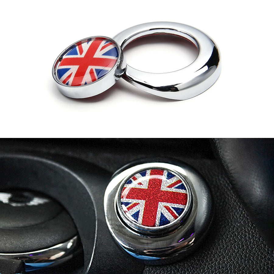 for Mini Cooper Engine Start/Stop Cover Power Control Pushbutton Switches Decoration Cap Interior Accessories for 2nd Gen Mini Cooper R55 R56 R57 R58 R59 R60 -Red Flag