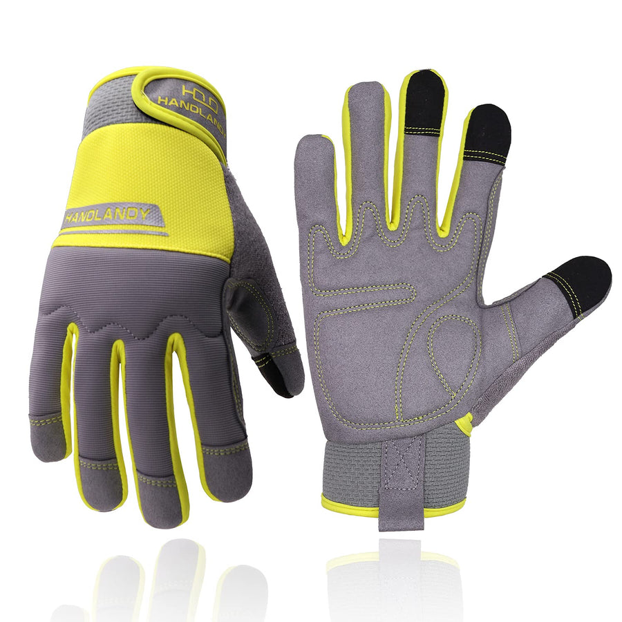 Safety Work Gloves for Men&Women Utility Gloves Mechanic Driver Gardening Gloves Touchscreen (Medium, Yellow)