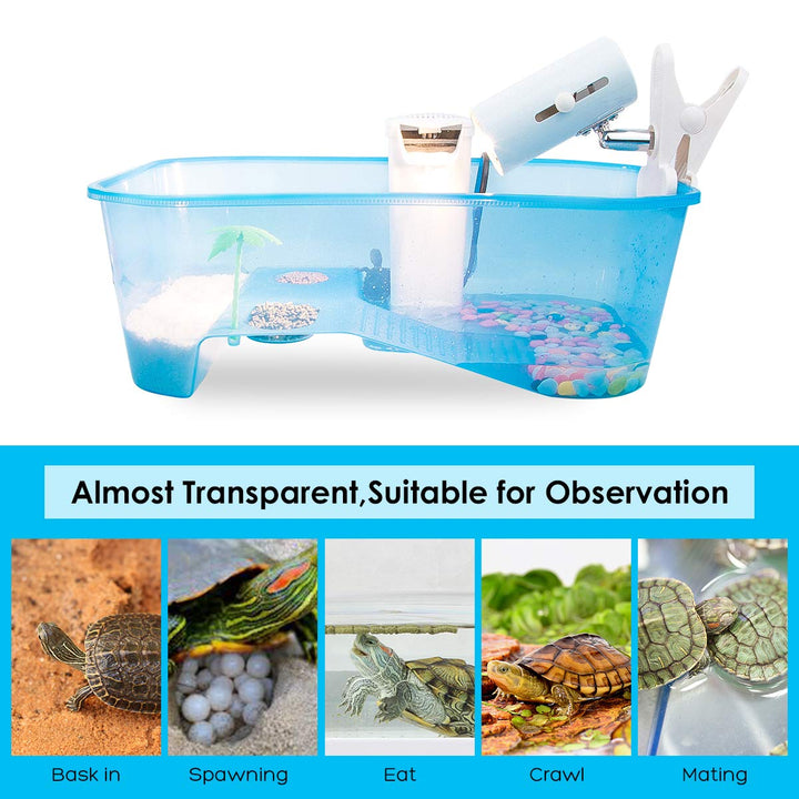Geegoods Turtle Tank Aquarium,Reptile Tank,Turtle Aquarium Terrapin Lake with Platform Plants Tank for Pet Turtle Reptile Habitat