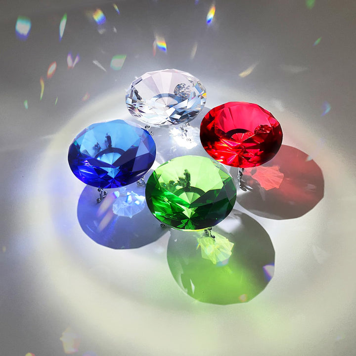 Large Crystal Diamond Paperweight with Stand Jewels Wedding Decorations Centerpieces Home Decor 3.15 inch (Blue)