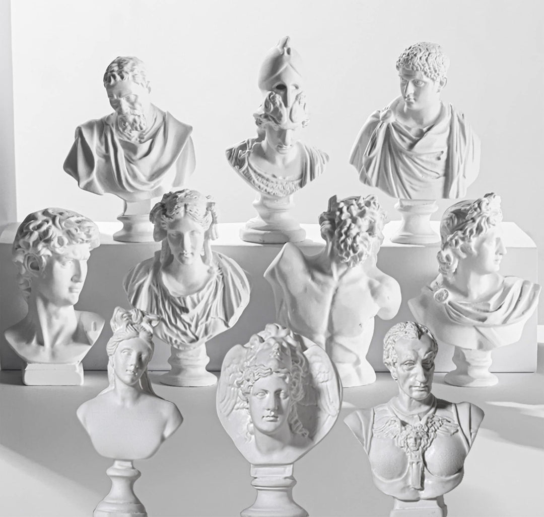 Greek Bust Statue and Sculptures Set of 10 PCS Greek Bust Statue Decor Roman Resin Mini Greek Mythology Figurine Greek God Statue Bust Small for Decor/Gifts/Drawing