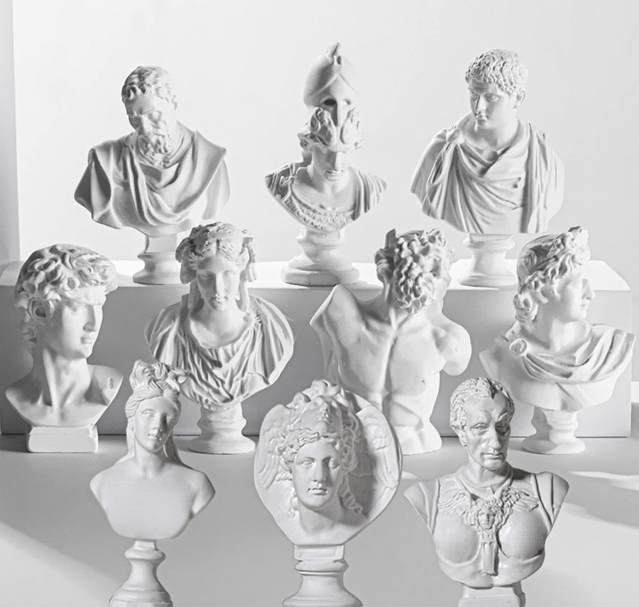 Greek Bust Statue and Sculptures Set of 10 PCS Greek Bust Statue Decor Roman Resin Mini Greek Mythology Figurine Greek God Statue Bust Small for Decor/Gifts/Drawing