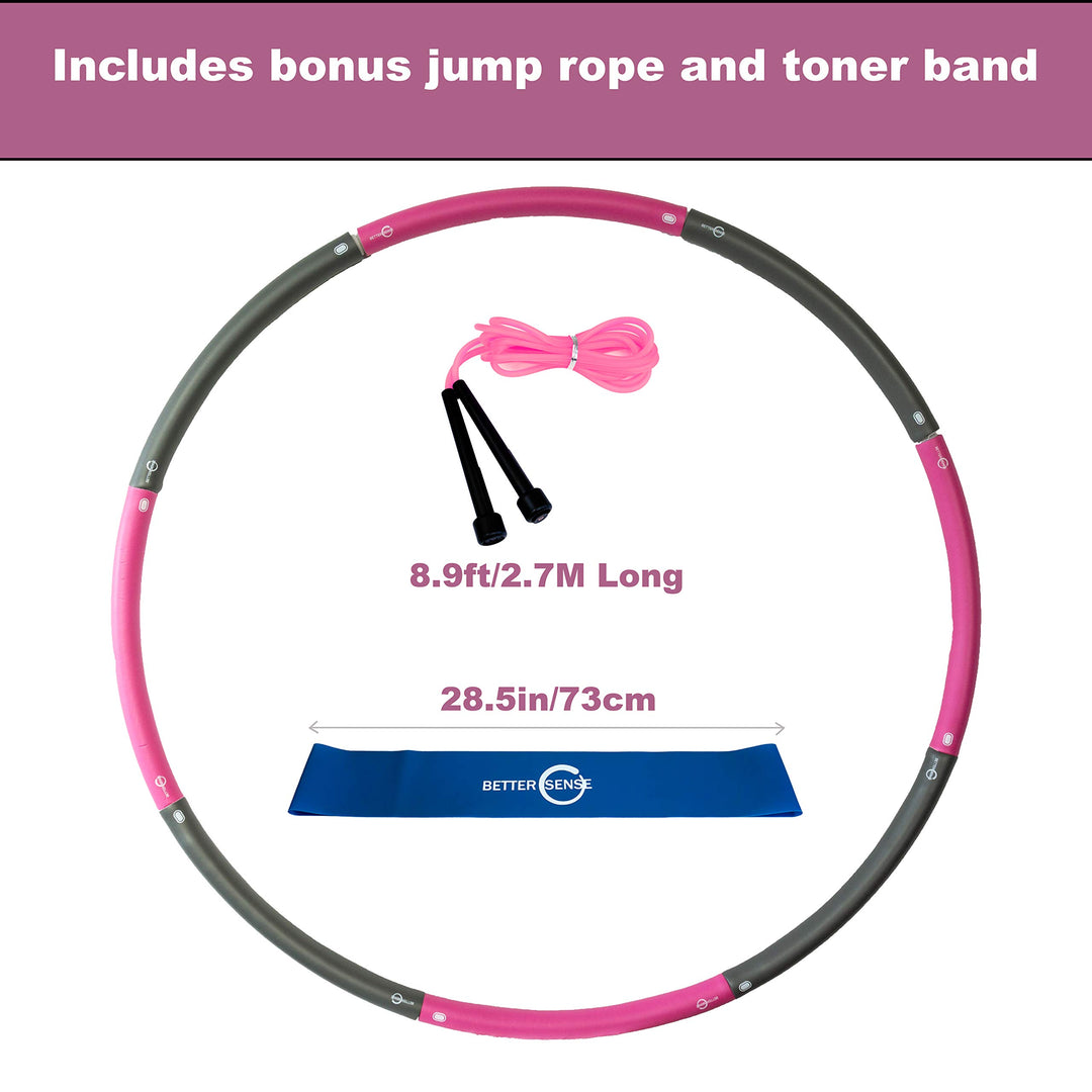Better Sense Hoola Hoop for Adults - 8 Section Detachable Hoola Hoops, 2lb Weighted Hoola Hoop for Exercise - Portable Smooth & Soft Padding Weighted Hula Hoop