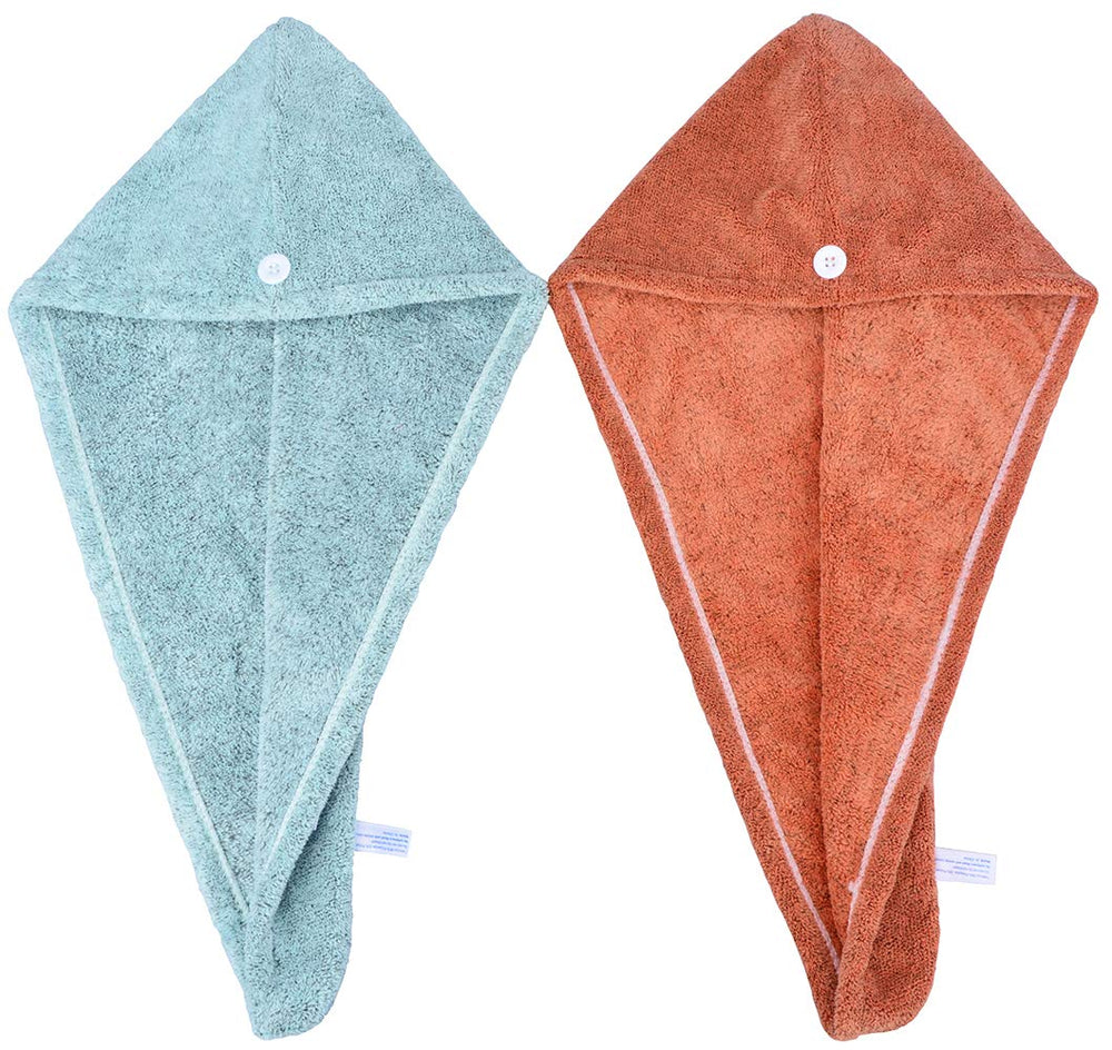 Microfiber Hair Drying Towel Turban Twist for Long Hair Magic Instant Dry Hair Towel Wrap Fast Drying Absorbent Cap Great Gift for Women and Girls 2-Pack