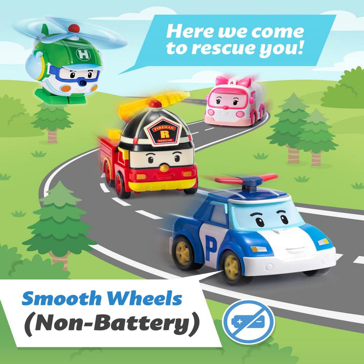 Transforming Robot, 4 Transformable Action Toy Figure Vehicles, Police Emergency Vehicle Playset, Holiday Birthday Rescue Car Toys Gift for Boys Girls Age 1 2 3 4 5