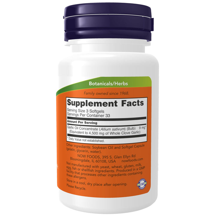 NOW Foods Supplements, Garlic Oil 1500 mg, Serving Size