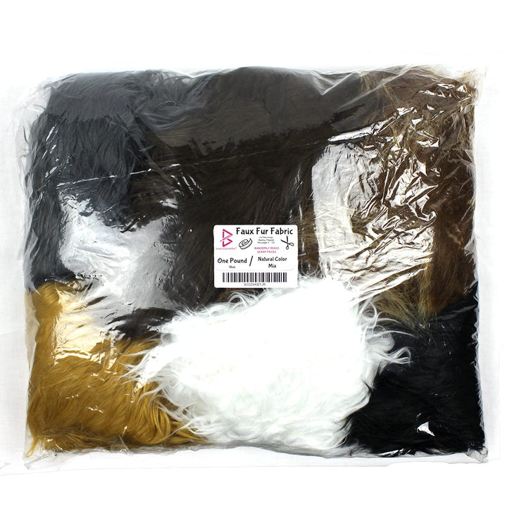 Barcelonetta | Faux Fur Scrap Pieces | 1 Lb Bag | Faux Fur Fabric Remnant | Gnome Beard, DIY Projects, Patches (Natural Colors)