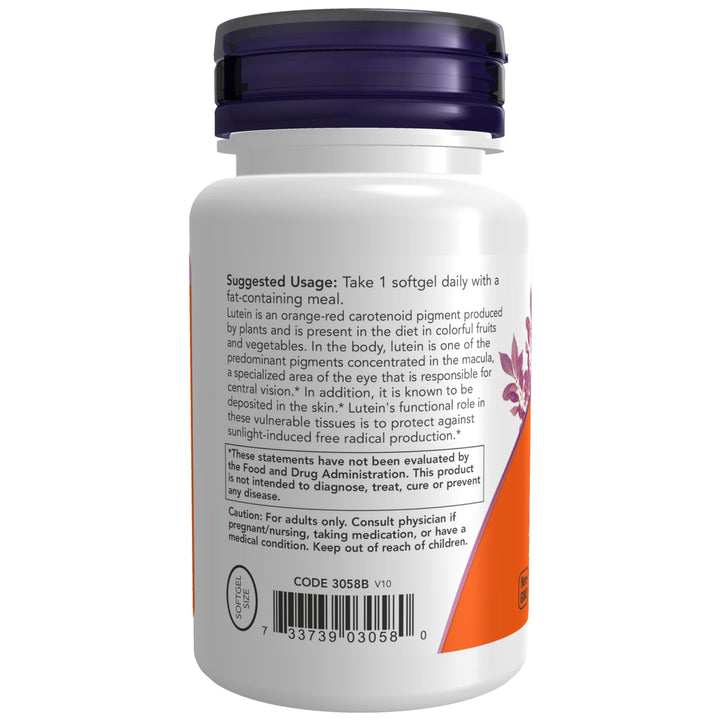 NOW Foods Supplements, Lutein 10 mg with 10 mg of Free 