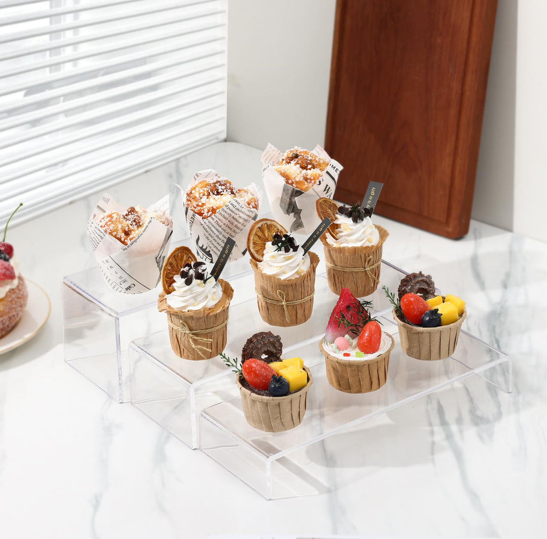 ANDGOO Large Acrylic Display Risers, 2 Sets Clear Recta