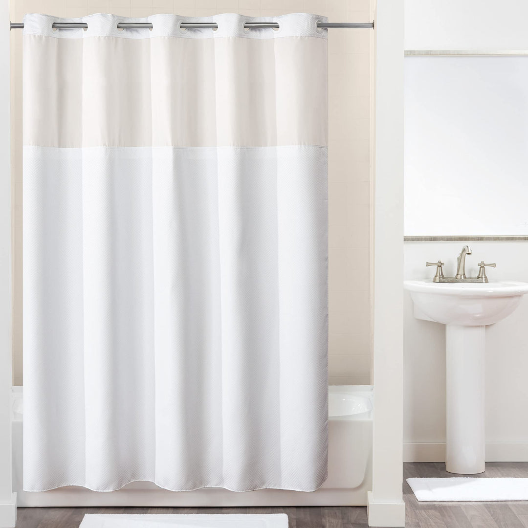 Hookless Montage Chevron Shower Curtain with Fabric Lin