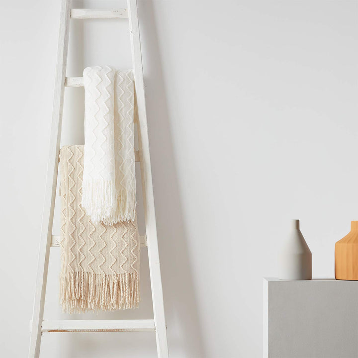 NexHome Throw Blankets for Couch Cream Decorative Knit 