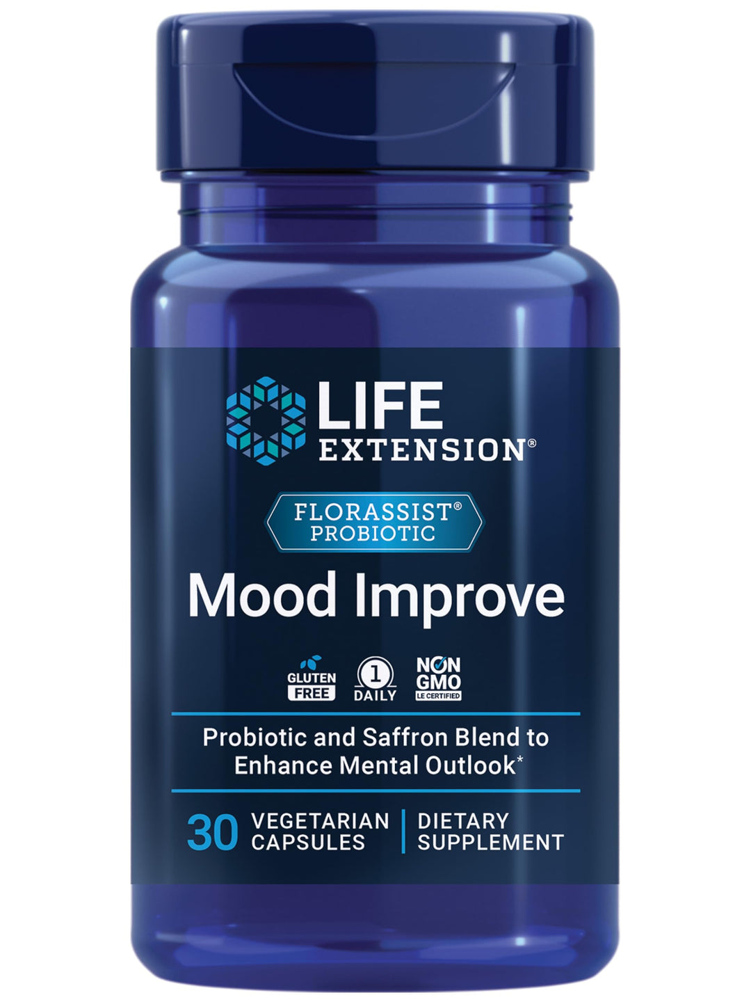 Life Extension FLORASSIST Mood - Probiotic & Saffron Blend – Gluten-Free, Non-GMO, Vegetarian - 30 Capsules