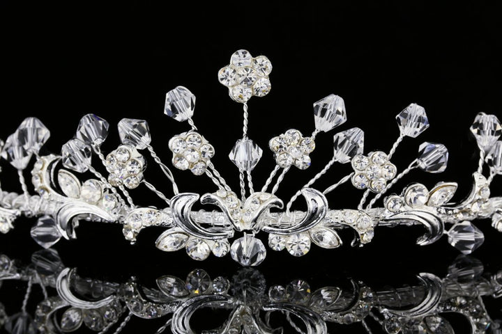 Handmade Bridal Flower Rhinestone Crystal Prom Wedding Crown Tiara T948