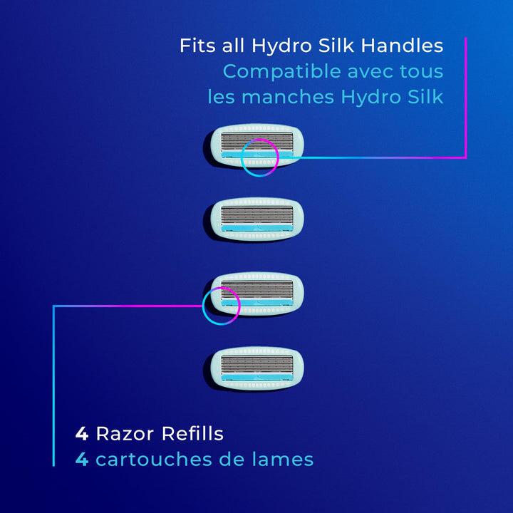 Women&#39;s Razor Blade Refills, Hydro Silk 5 Sensitive Care, 4 Count (Packaging May Vary)