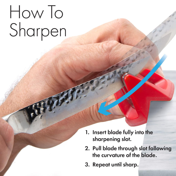 50883 Edge Grip 2-Stage Knife Sharpener, Red, Coarse &amp; Fine Sharpeners, Compact for Easy Storage, Stable Non-Slip Base, Soft Grip Rubber Handle, Straight &amp; Serrated Knives