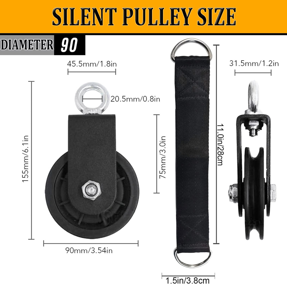 Cable Pulley, Silence Smooth Detachable Rotation Traction Wheel LAT Pulley System Attachment DIY Lifting Blocks Hoists for Home Projects Clothesline Shop Lifts (4.36in)