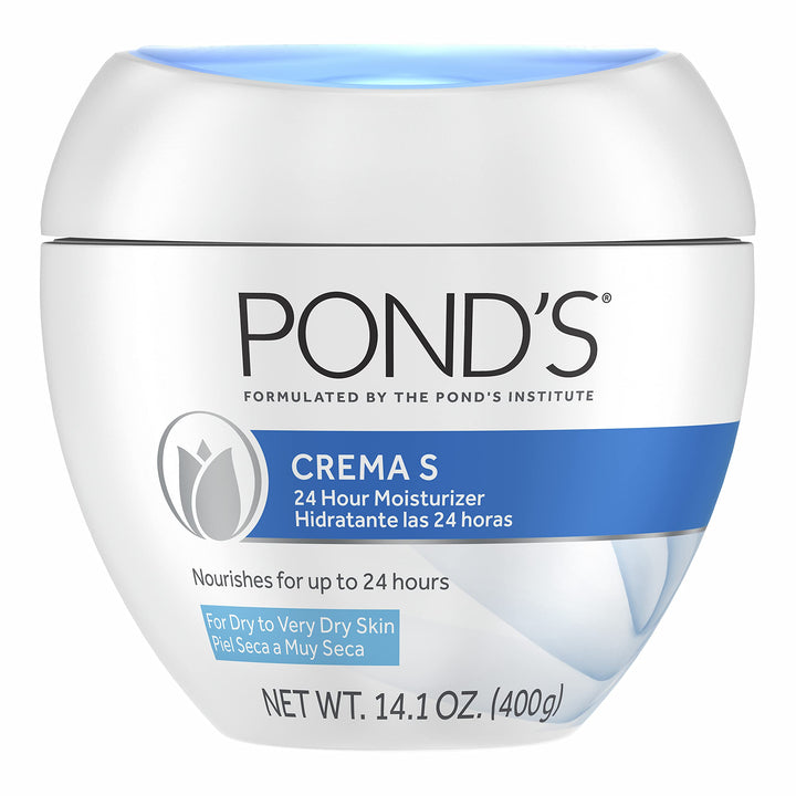 POND&#39;S Crema S Nourishing Face Moisturizer for Women, Skin Care Facial Moisturizer Cream for Dry to Very Dry Skin, Nourishes for up to 24 hours 14.1 oz