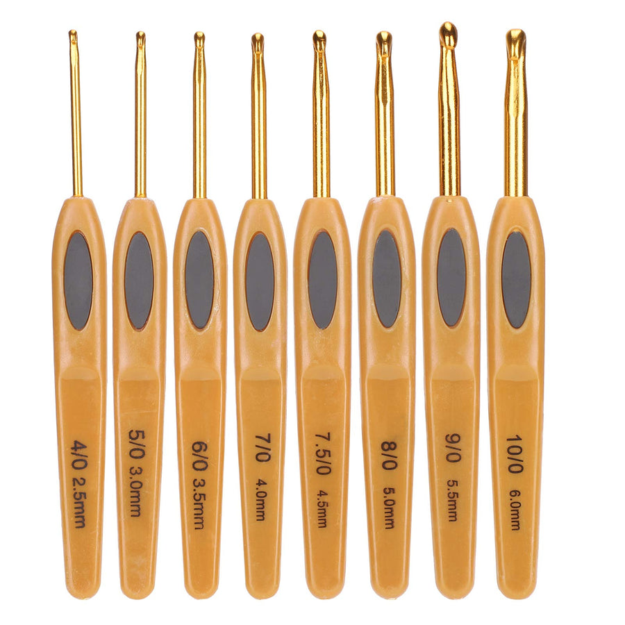 8 Sizes Crochet Hooks Set,Ergonomic Crochet Hooks with Soft Rubber Handles and Number Marks for Grandmothers,Moms,Children,Beginners or Advanced Crochet Lovers