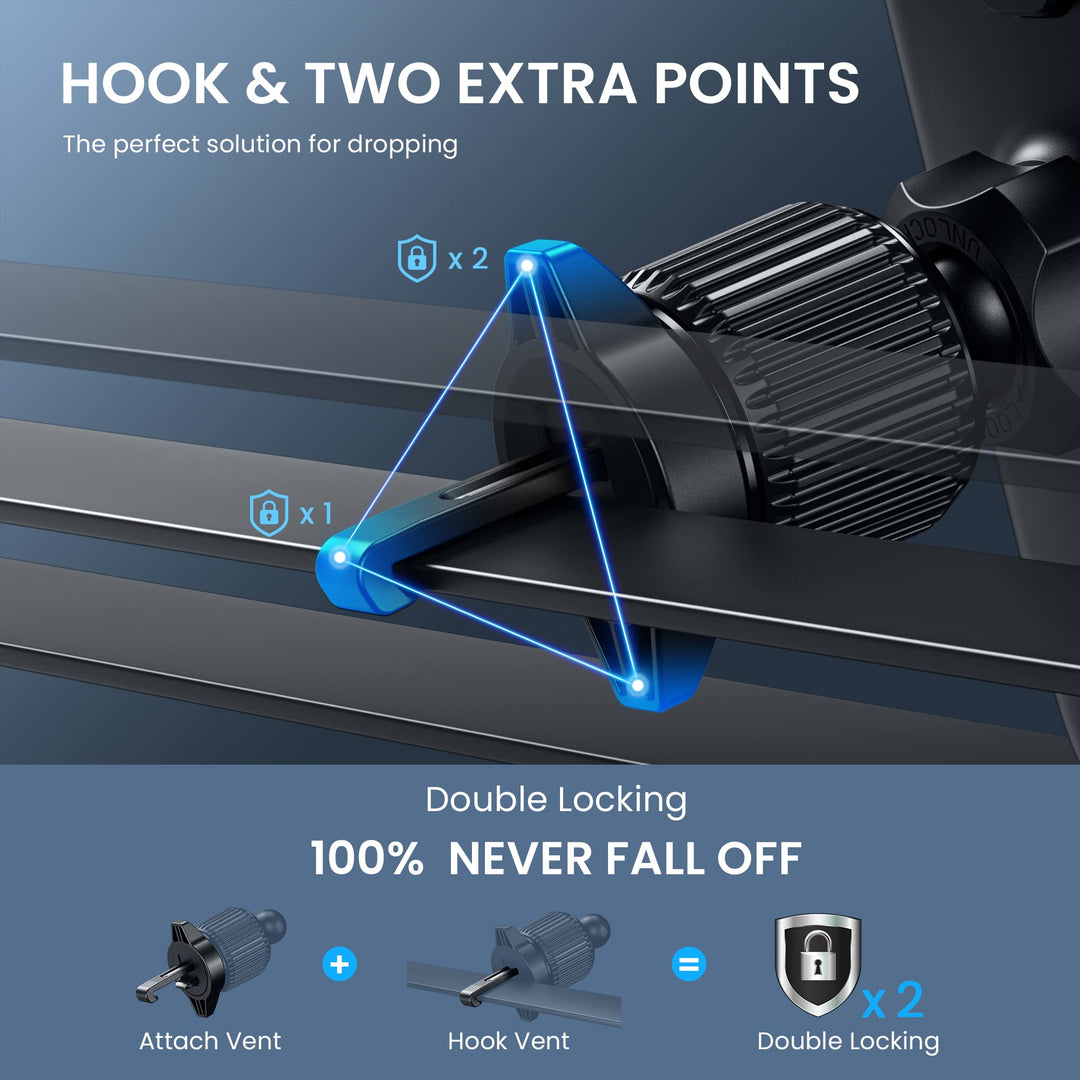 Phone Mount for Car Vent [Upgraded Metal Clip] Cell Phone Holder Car Hands Free Cradle in Vehicle Car Phone Holder Mount for Smartphone, iPhone, Cell Phone Automobile Cradles Universal