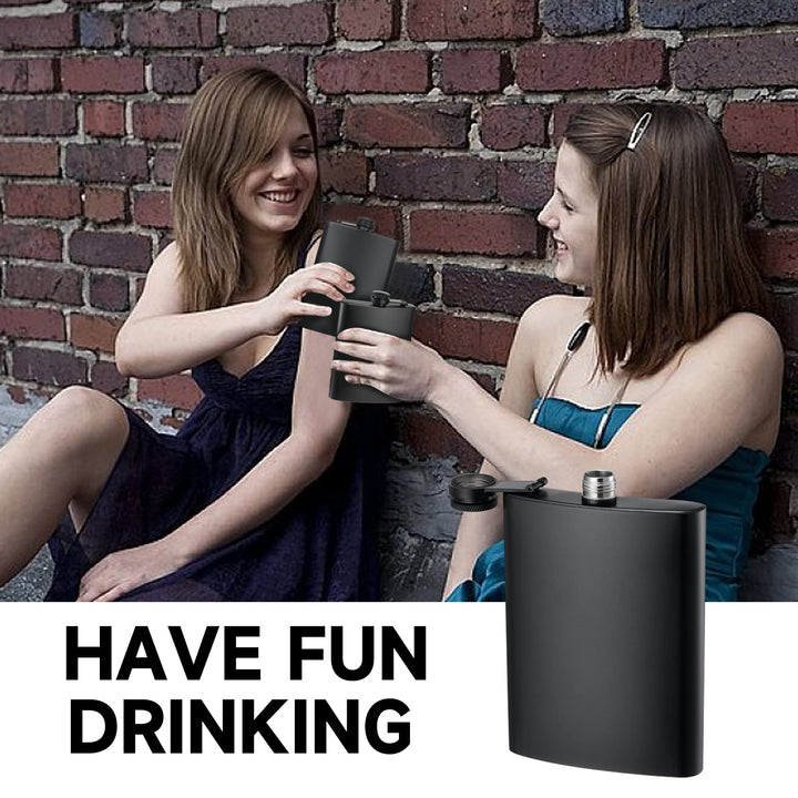 2 Pack Hip Flasks for Liquor, 8 Oz &amp; 12 Oz Stainless Steel Leakproof Thin Flasks with Funnel for Men &amp; Women (Matte Black)