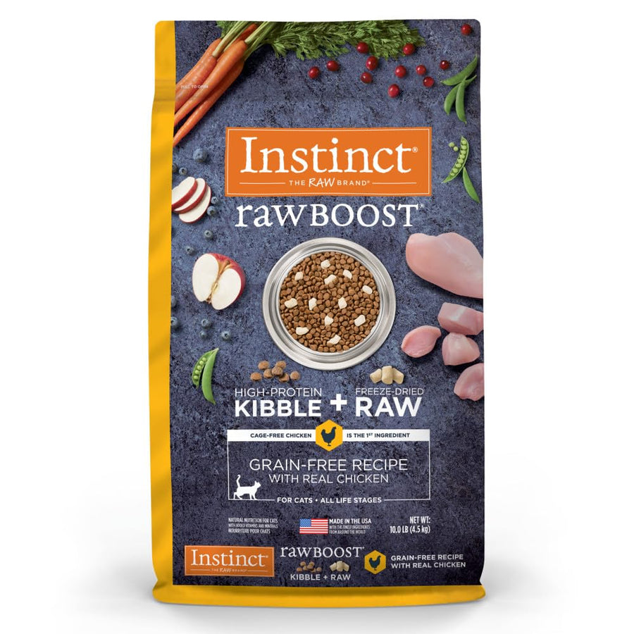 Raw Boost, Natural Dry Cat Food with Freeze Dried Pieces, High Protein, Grain Free Recipe - Real Chicken, 10 lb. Bag