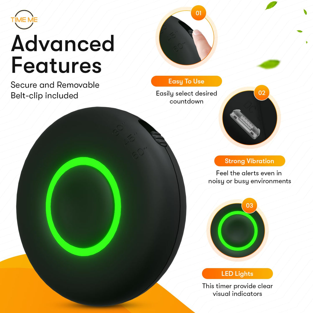 Timer - The Rest Time Fitness Timer - Countdown Gym Timer and Stopwatch To Help Track Rest Time While Working Out - Easy to Use Vibrating Timer - Small Compact Design With Rechargeable Battery