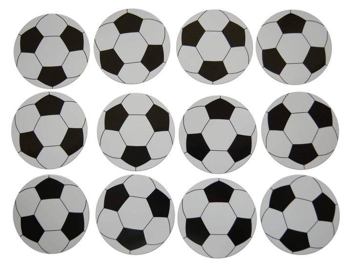 Soccer Ball Circle Decorations Small Refrigerator Magnet Set Miniature Design (12 Pieces)