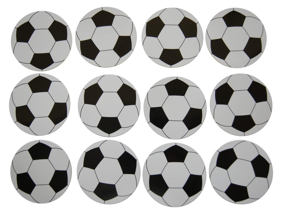 Soccer Ball Circle Decorations Small Refrigerator Magnet Set Miniature Design (12 Pieces)