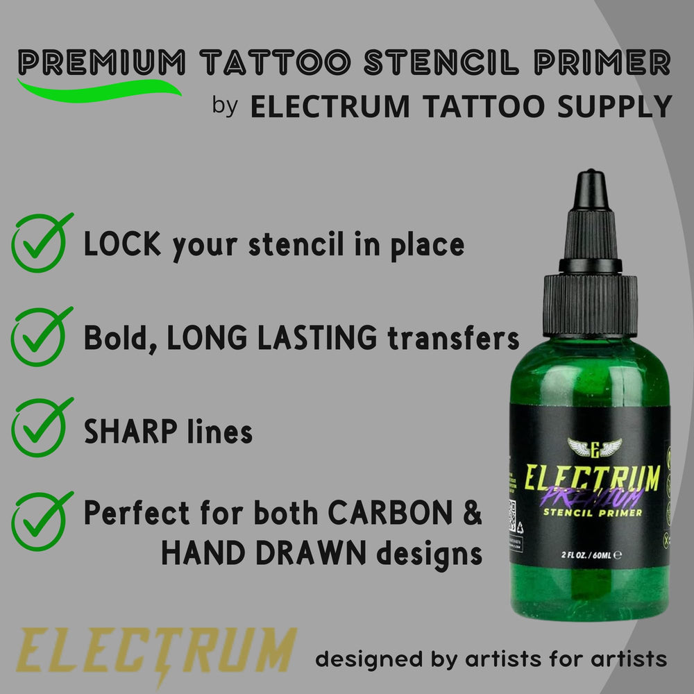Tattoo Transfer Gel Solution, Stencil Application Gel Works Great for Carbon and Marker Stencils, Tattoo Stencil Gel, Stencil Primer, Made in the USA by Tattoo Artists, 2 Ounces