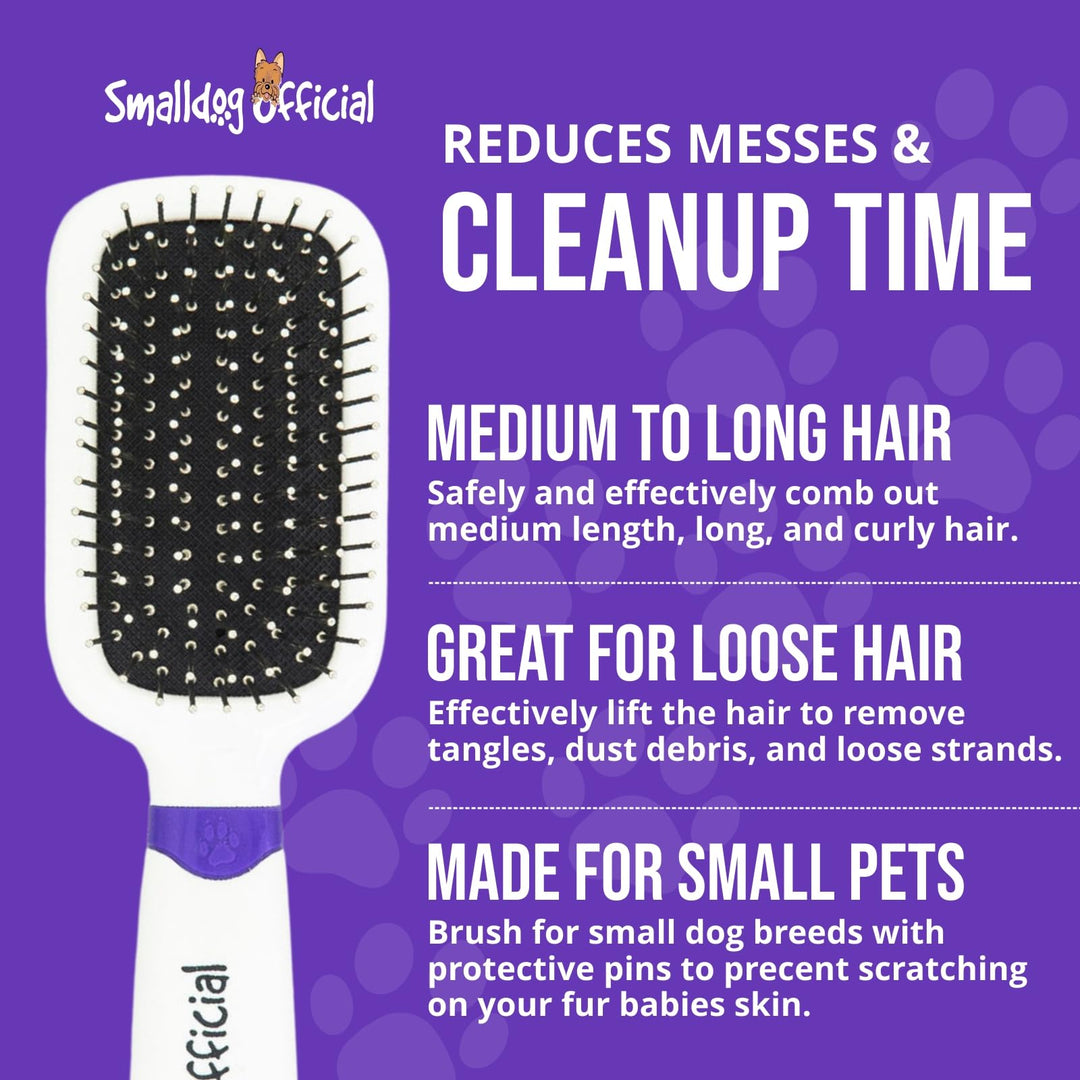 , Smooth It Out Brush for Smoothing Fur and Lifting Hair Debris on Small Dogs, and Toy Breed Dogs - Pain Free Grooming