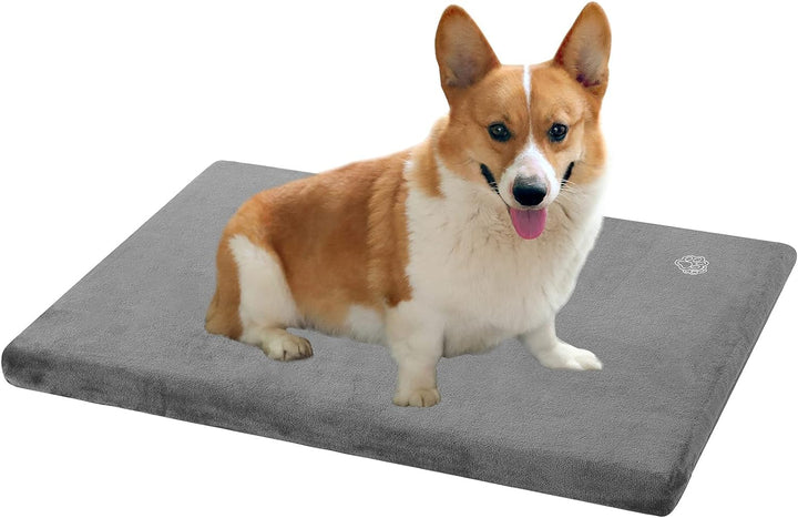 Stylish Dog Bed Mat Dog Crate Pad Mattress Reversible (Cool &amp; Warm), Water Proof Linings, Removable Machine Washable Cover, Firm Support Pet Crate Bed for Small to XX-Large Dogs, Grey