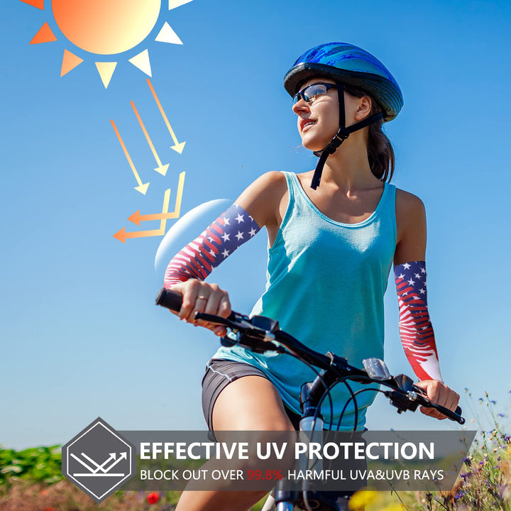 Sports Compression Arm Sleeves 1 Pair Moisture Wicking UV Protection Cooling or Warmer Non Slip Cover -Youth &amp; Adult Sizes