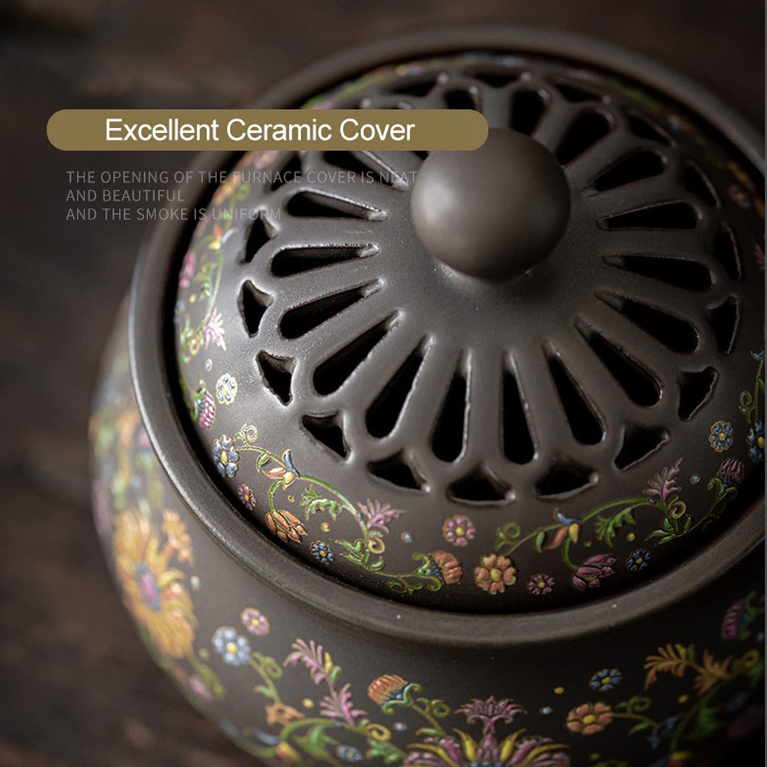 Ceramic Incense Burner with Incense Stick Holder + Insulation use for Stick or Coil Incense, Sage Cones and Frankincense, Incense Ash Catcher for Home Office Yoga Aromatherapy Ornament, Green