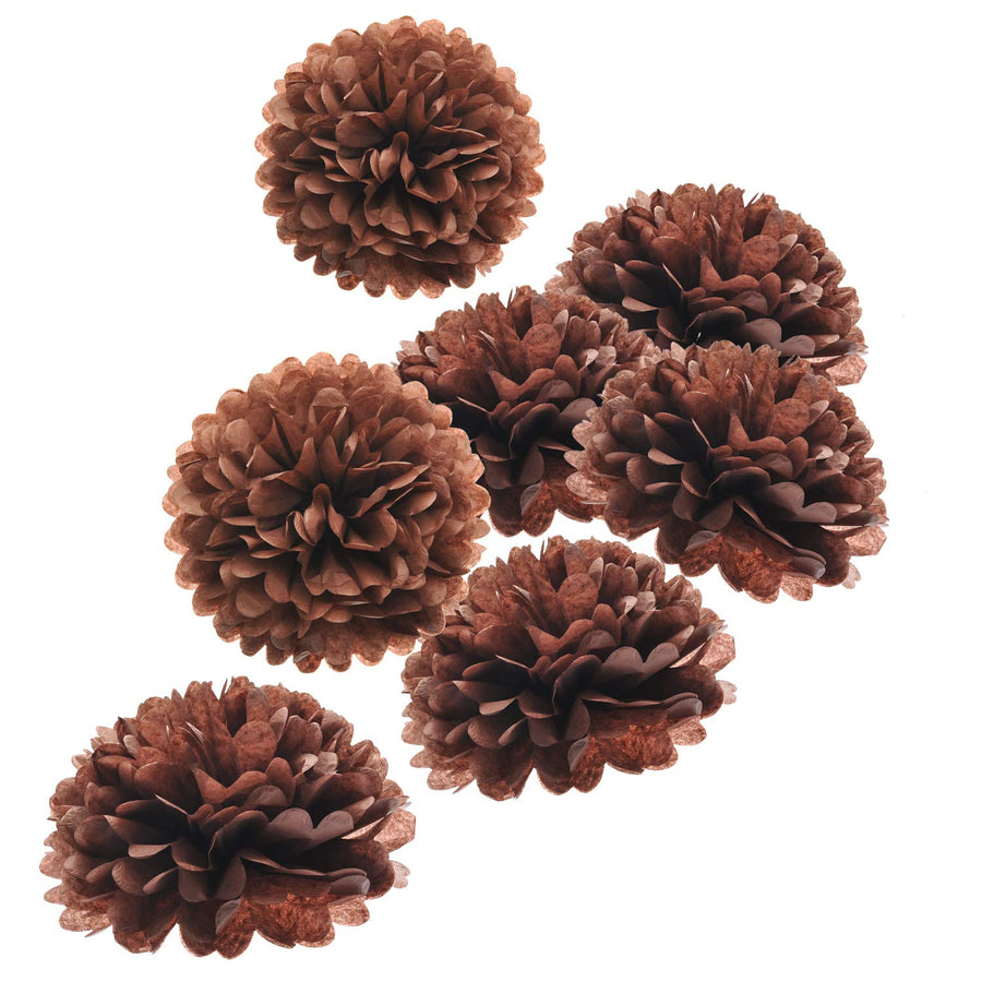 10 Brown Tissue Pom Poms DIY Tissue Paper Flowers for Birthday Wedding Baby Shower Tea Party Dessert Table Decoration, Pack of 18