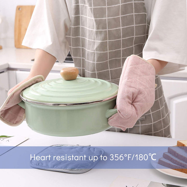 Pretty Jolly Oven Mitts and Pot Holders Sets 4 pcs, Blu